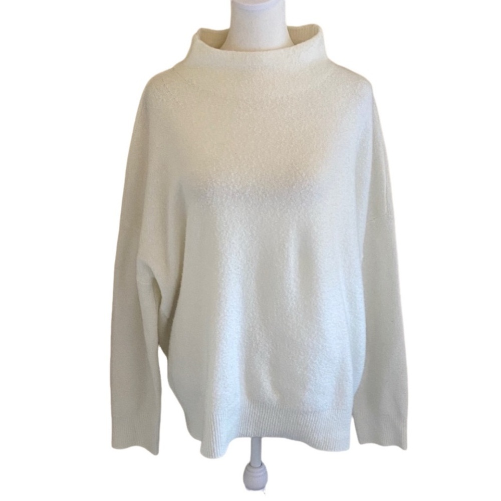 Joie Women's White Pullover Oversized Sweater. Mock Turtleneck. Size XL.